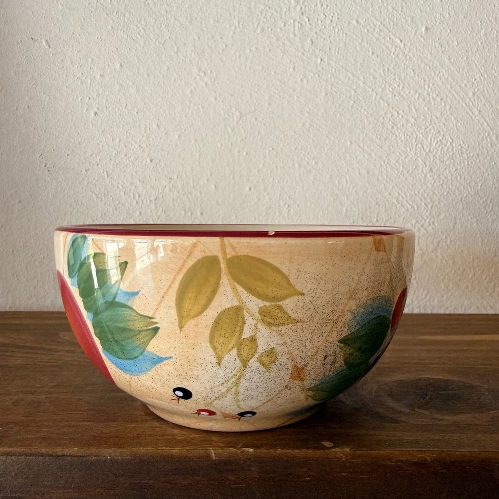 Heritage Mint Ltd Gatherings Fruit Floral Ceramic Bowl Red Rim 5 Inch